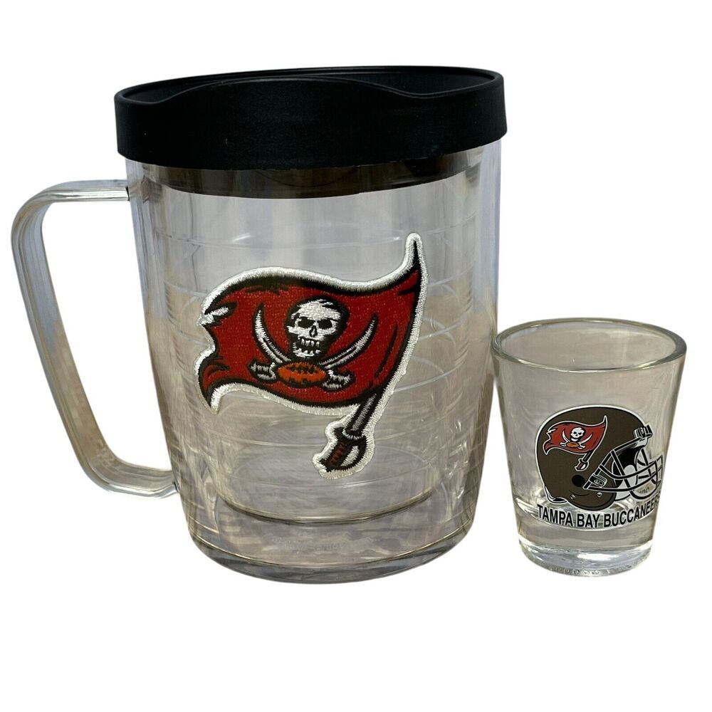 Tampa Bay Buccaneers 16 Oz Insulated Tervis Tumbler With Lid & NFL Shot Glass